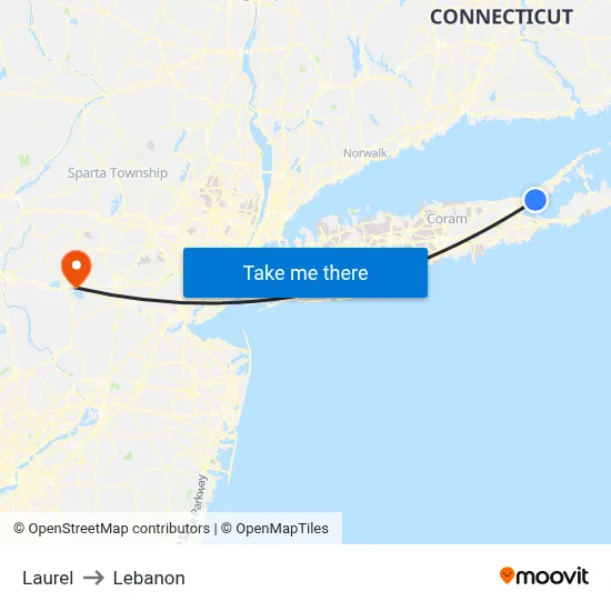 Laurel to Lebanon map