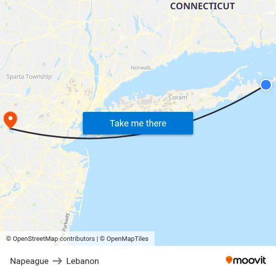 Napeague to Lebanon map
