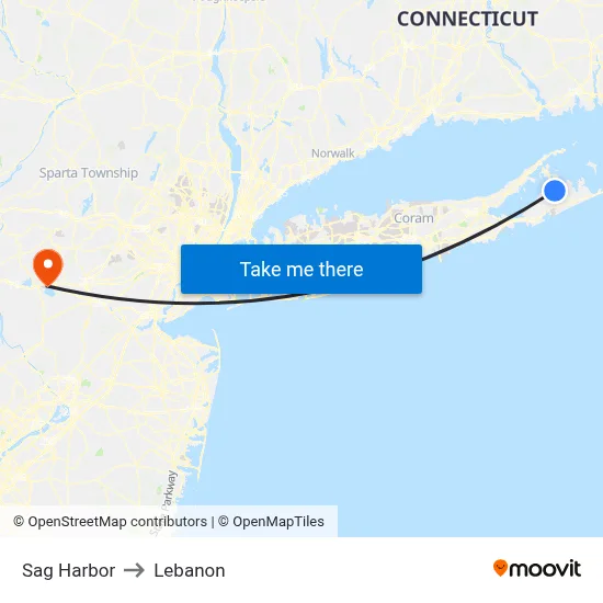 Sag Harbor to Lebanon map