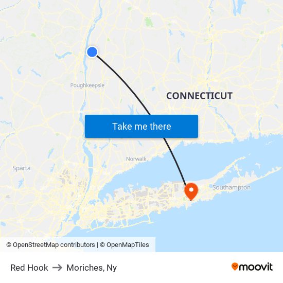 Red Hook to Moriches, Ny map