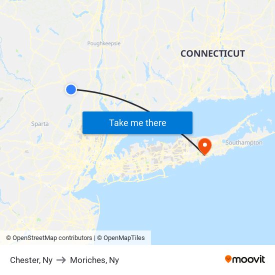 Chester, Ny to Moriches, Ny map