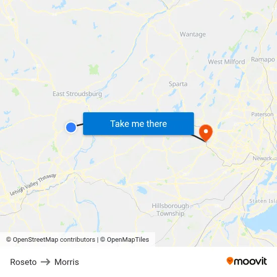 Roseto to Morris map
