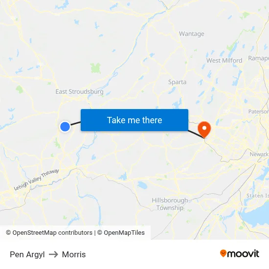 Pen Argyl to Morris map