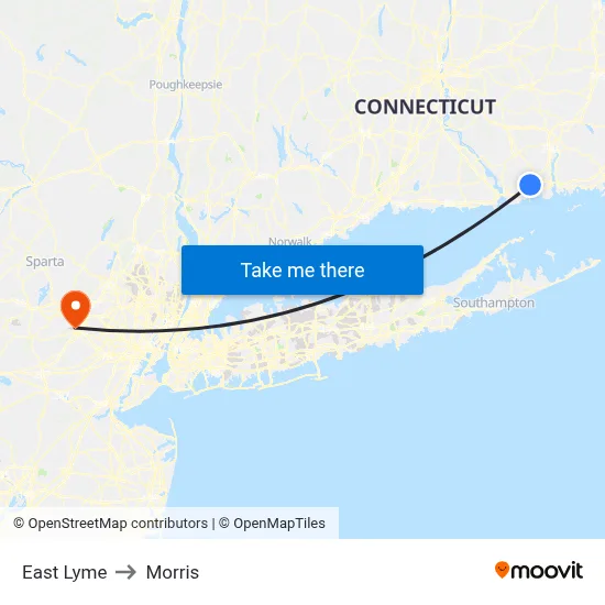 East Lyme to Morris map