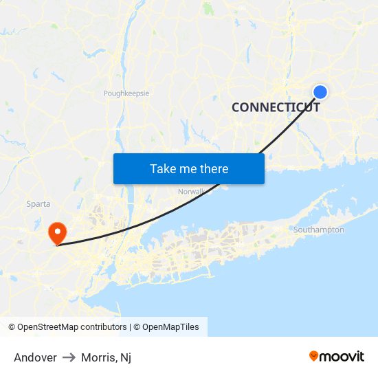 Andover to Morris, Nj map