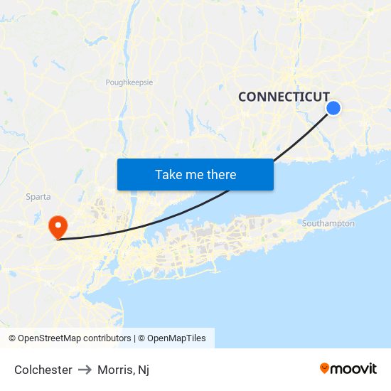 Colchester to Morris, Nj map