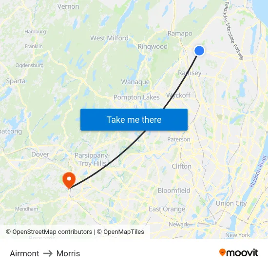 Airmont to Morris map