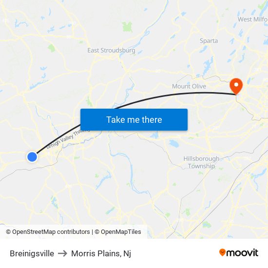 Breinigsville to Morris Plains, Nj map