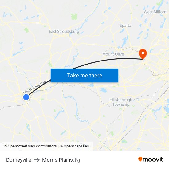 Dorneyville to Morris Plains, Nj map