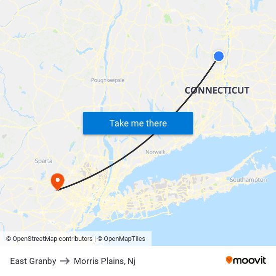 East Granby to Morris Plains, Nj map