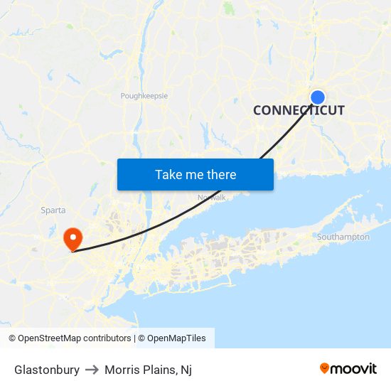 Glastonbury to Morris Plains, Nj map