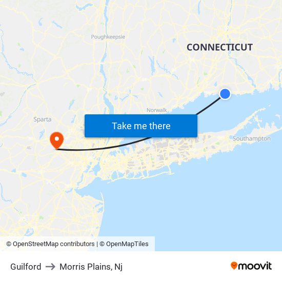 Guilford to Morris Plains, Nj map