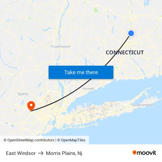 East Windsor to Morris Plains, Nj map