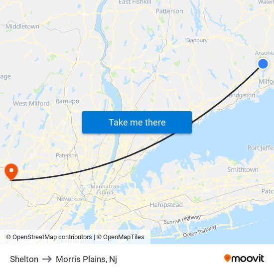 Shelton to Morris Plains, Nj map