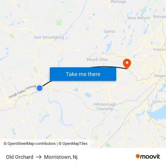 Old Orchard to Morristown, Nj map