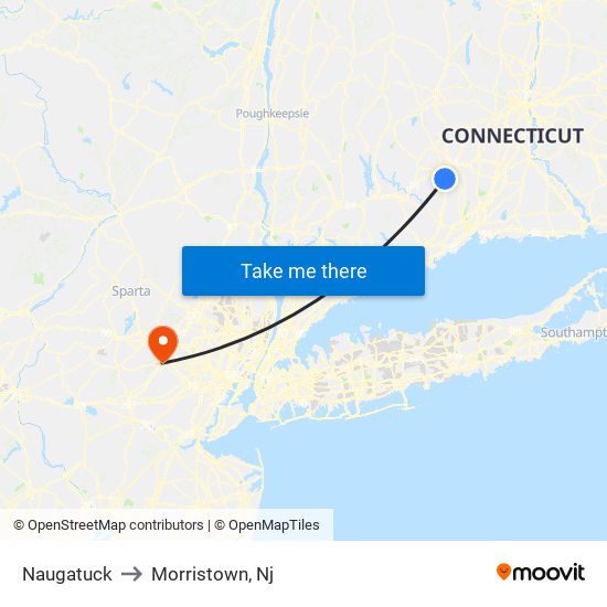 Naugatuck to Morristown, Nj map