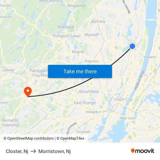 Closter Nj to Morristown Nj New York New Jersey with public