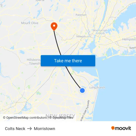 Colts Neck, Nj to Morristown map