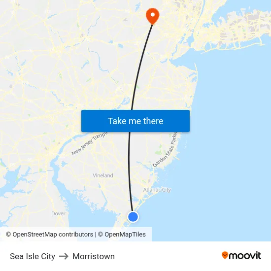 Sea Isle City to Morristown map
