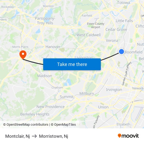Montclair, Nj to Montclair, Nj map