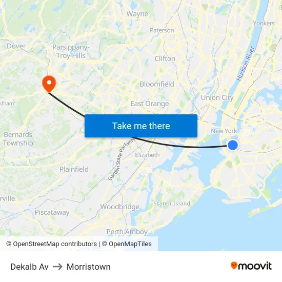 Dekalb Av to Morristown map