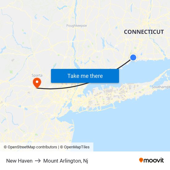 New Haven to Mount Arlington, Nj map