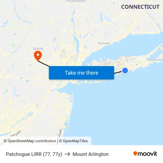 Patchogue LIRR (77, 77y) to Mount Arlington map