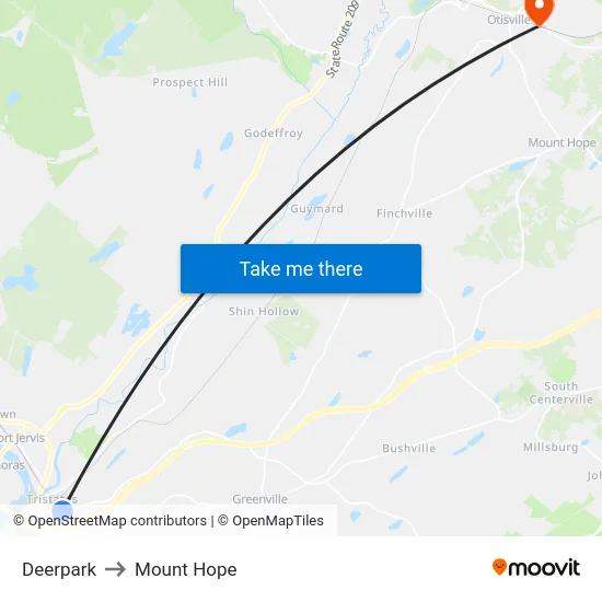 Deerpark to Mount Hope map