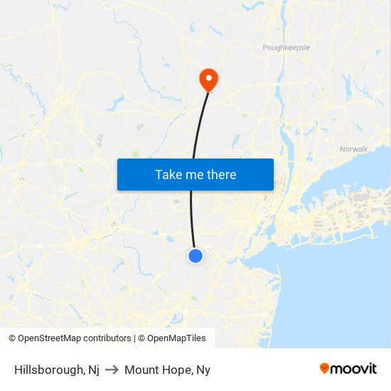 Hillsborough, Nj to Mount Hope, Ny map