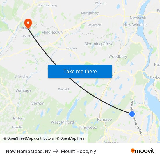 New Hempstead, Ny to Mount Hope, Ny map