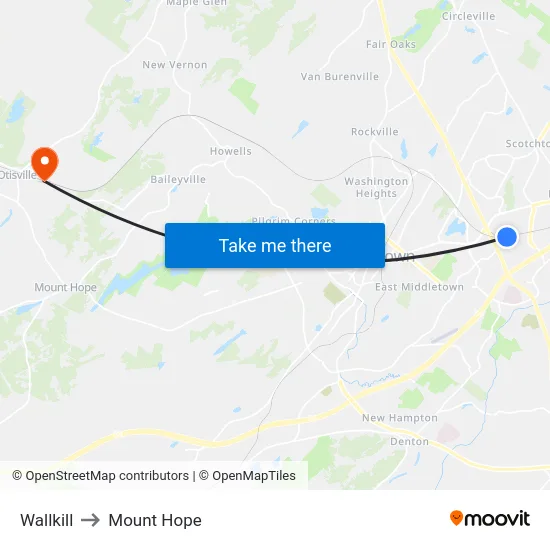 Wallkill to Mount Hope map