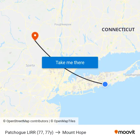 Patchogue LIRR (77, 77y) to Mount Hope map