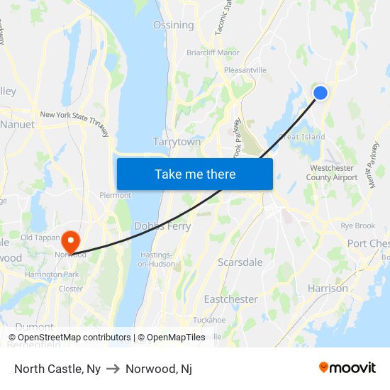 North Castle, Ny to Norwood, Nj map