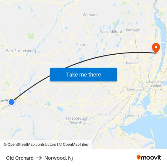 Old Orchard to Norwood, Nj map