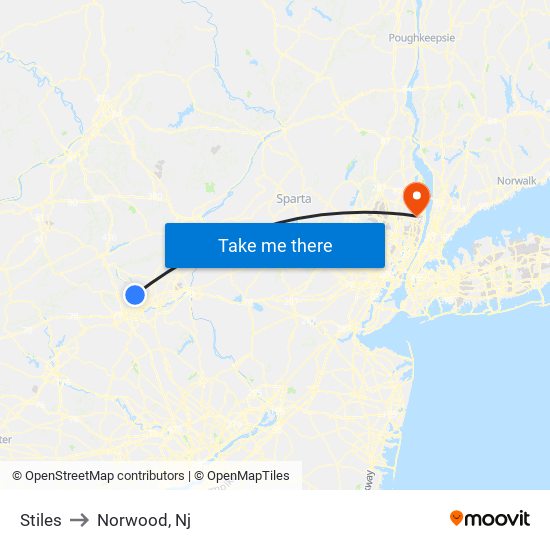 Stiles to Norwood, Nj map