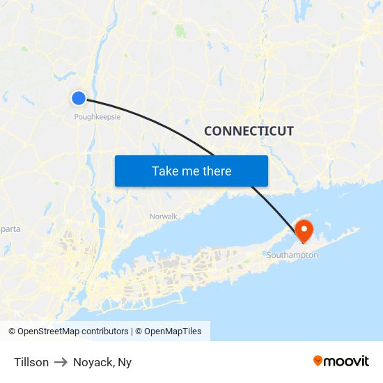 Tillson to Noyack, Ny map