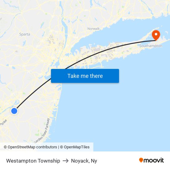 Westampton Township to Noyack, Ny map