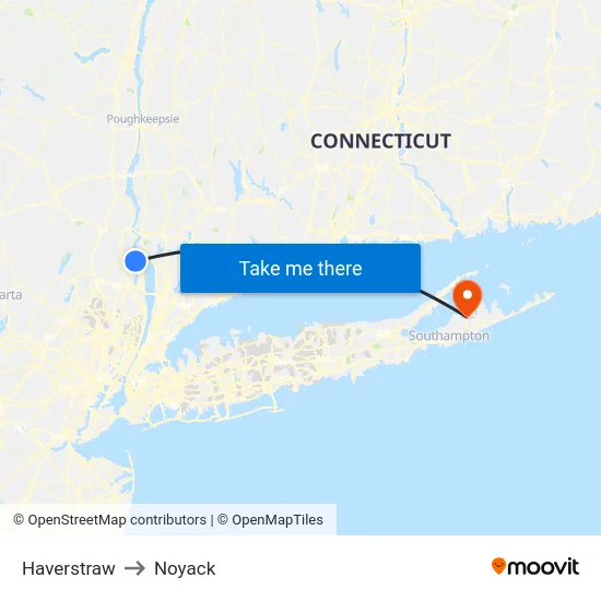 Haverstraw to Noyack map