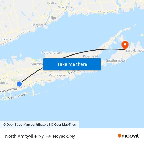 North Amityville, Ny to Noyack, Ny map