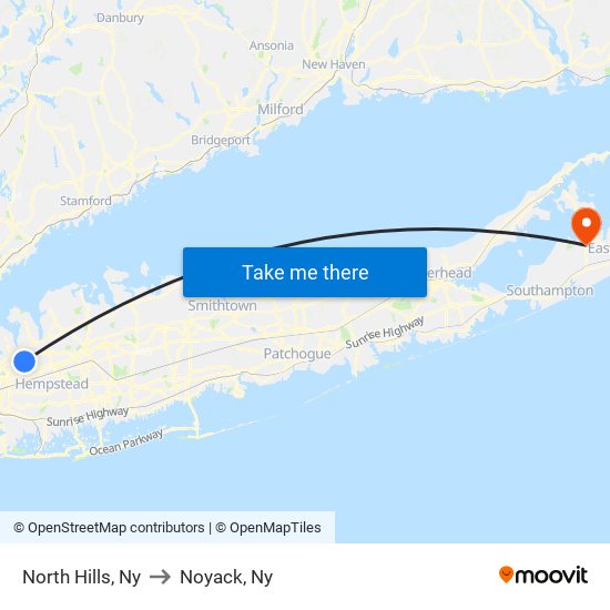 North Hills, Ny to Noyack, Ny map