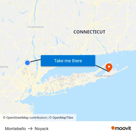 Montebello to Noyack map