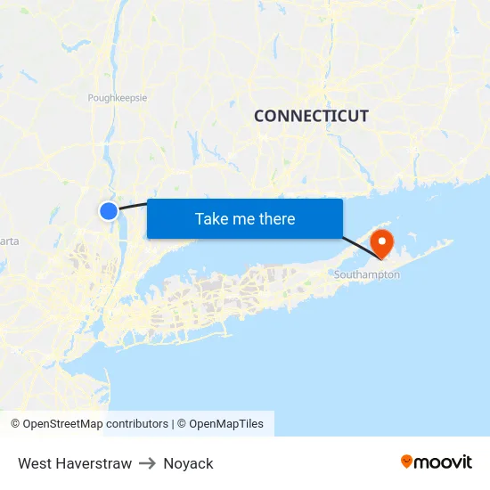 West Haverstraw to Noyack map
