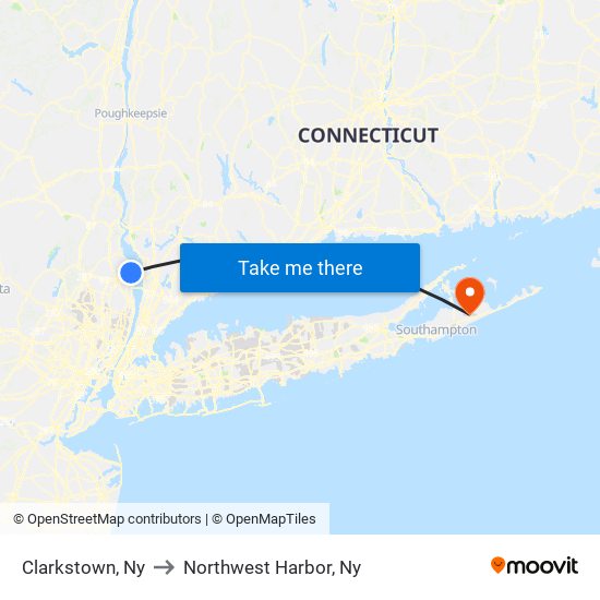 Clarkstown, Ny to Northwest Harbor, Ny map