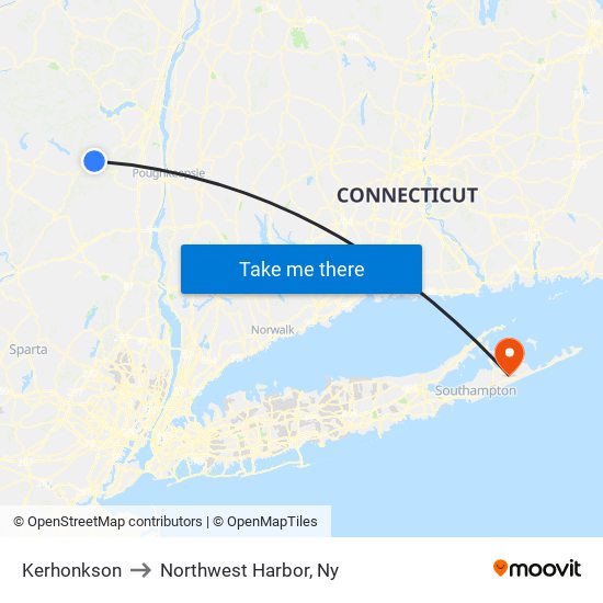 Kerhonkson to Northwest Harbor, Ny map