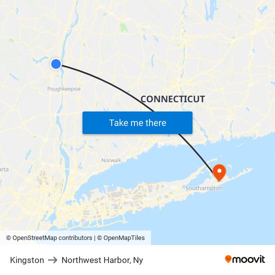 Kingston to Northwest Harbor, Ny map