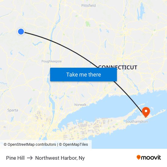 Pine Hill to Northwest Harbor, Ny map