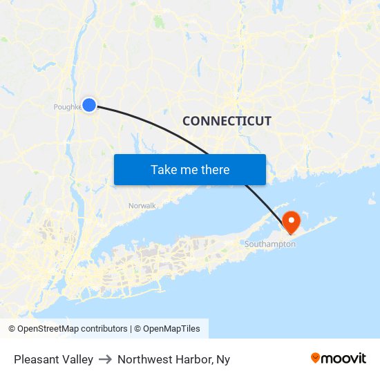 Pleasant Valley to Northwest Harbor, Ny map