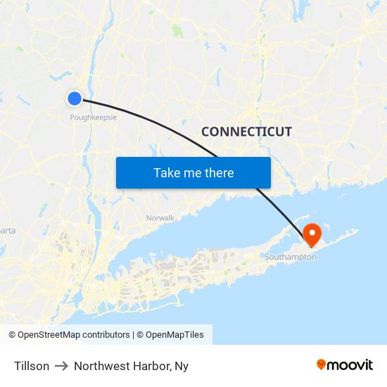 Tillson to Northwest Harbor, Ny map