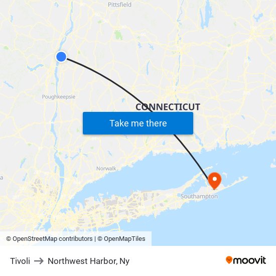 Tivoli to Northwest Harbor, Ny map