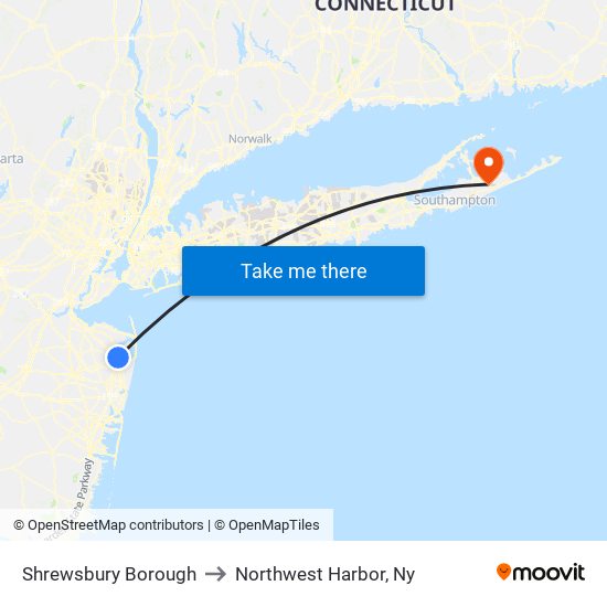 Shrewsbury Borough to Northwest Harbor, Ny map